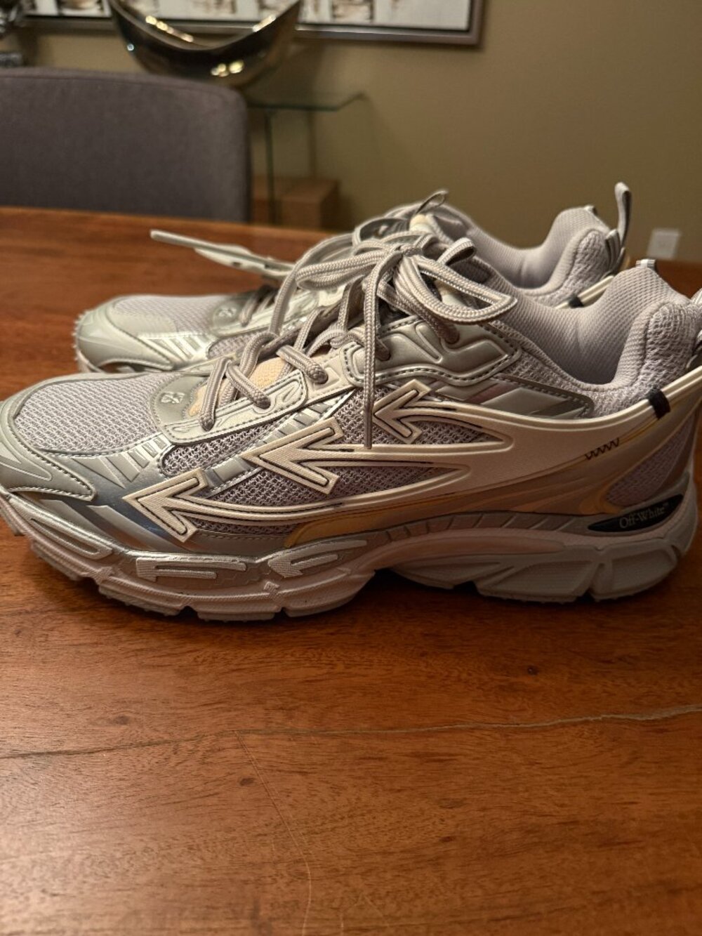 Off White Be Right White and Grey Sneakers - Size 46 (Size 12)